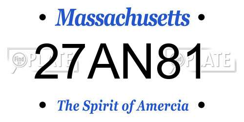 27AN81 Massachusetts License Plate