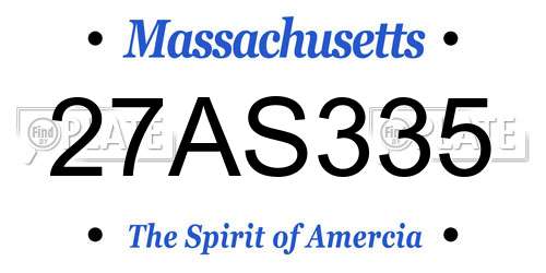 27AS335 Massachusetts License Plate