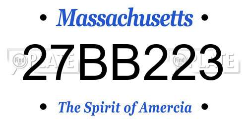 27BB223 Massachusetts License Plate