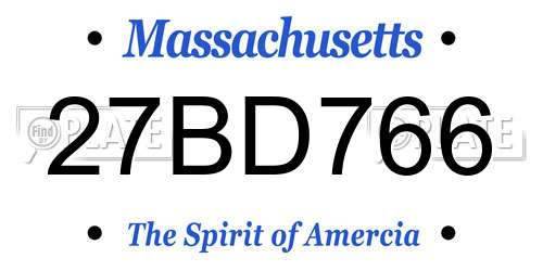 27BD766 Massachusetts License Plate