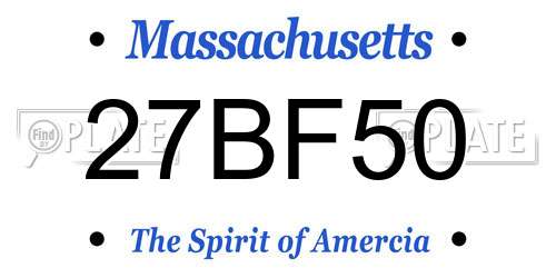 27BF50 Massachusetts License Plate