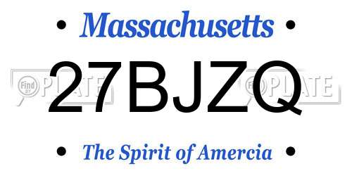 27BJZQ Massachusetts License Plate