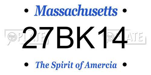 27BK14 Massachusetts License Plate