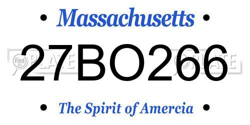 27BO266 Massachusetts License Plate