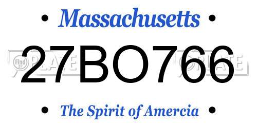 27BO766 Massachusetts License Plate