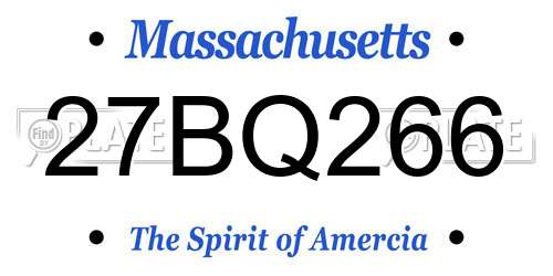 27BQ266 Massachusetts License Plate
