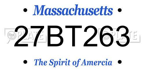 27BT263 Massachusetts License Plate