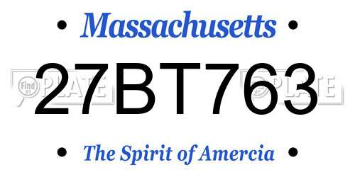 27BT763 Massachusetts License Plate