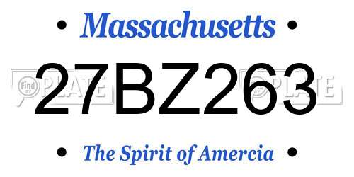 27BZ263 Massachusetts License Plate