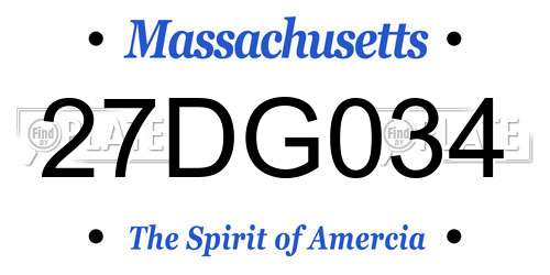 27DG034 Massachusetts License Plate