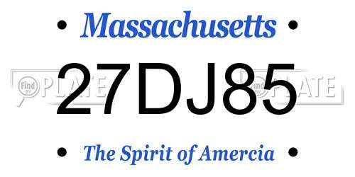 27DJ85 Massachusetts License Plate