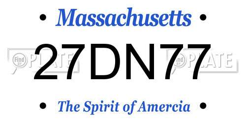27DN77 Massachusetts License Plate