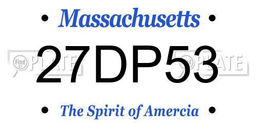 27DP53 Massachusetts License Plate