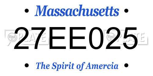 27EE025 Massachusetts License Plate