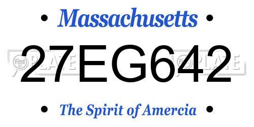 27EG642 Massachusetts License Plate