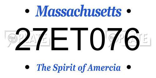 27ET076 Massachusetts License Plate