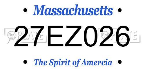 27EZ026 Massachusetts License Plate
