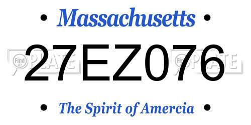 27EZ076 Massachusetts License Plate