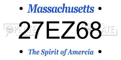 27EZ68 Massachusetts License Plate