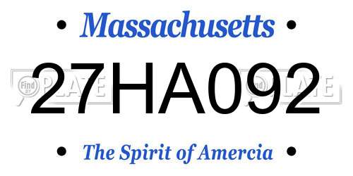 27HA092 Massachusetts License Plate