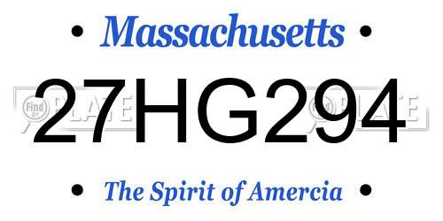 27HG294 Massachusetts License Plate