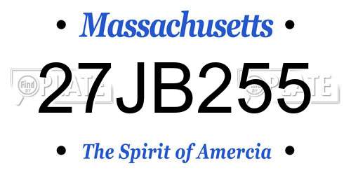 27JB255 Massachusetts License Plate