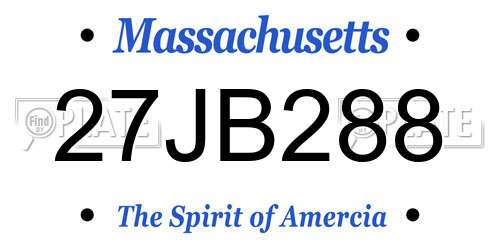 27JB288 Massachusetts License Plate