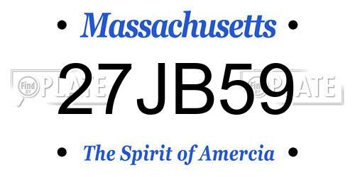 27JB59 Massachusetts License Plate
