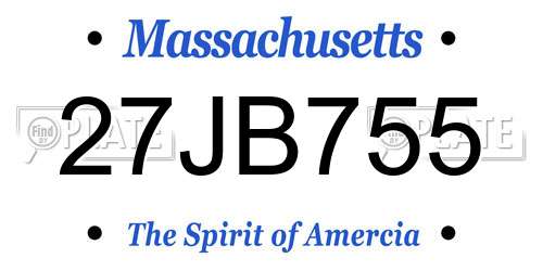 27JB755 Massachusetts License Plate