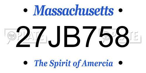 27JB758 Massachusetts License Plate