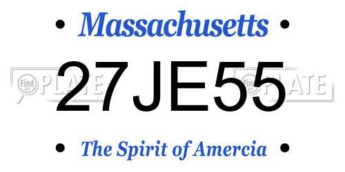 27JE55 Massachusetts License Plate