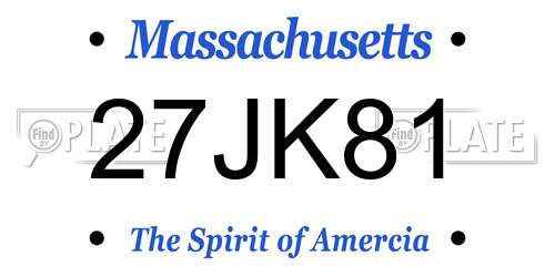 27JK81 Massachusetts License Plate