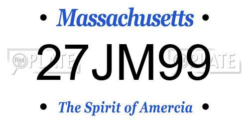 27JM99 Massachusetts License Plate