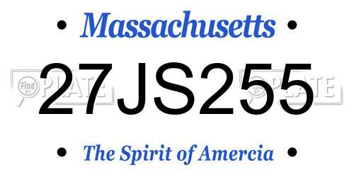27JS255 Massachusetts License Plate