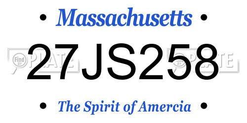 27JS258 Massachusetts License Plate