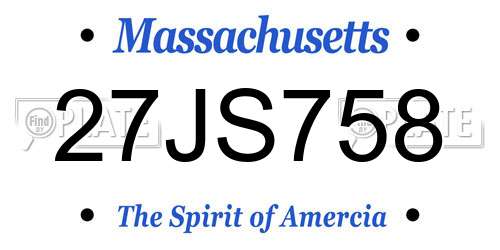27JS758 Massachusetts License Plate