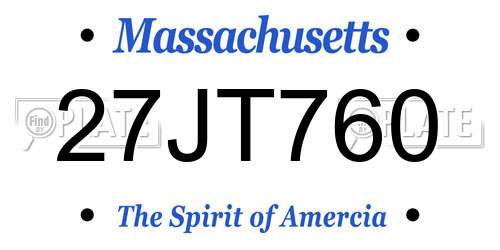 27JT760 Massachusetts License Plate