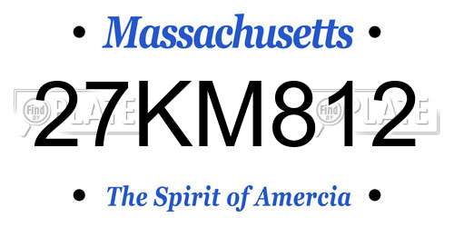 27KM812 Massachusetts License Plate