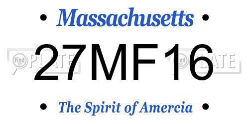 27MF16 Massachusetts License Plate