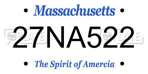 27NA522 Massachusetts License Plate