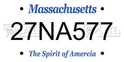 27NA577 Massachusetts License Plate