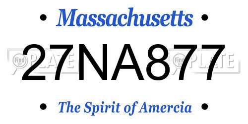 27NA877 Massachusetts License Plate