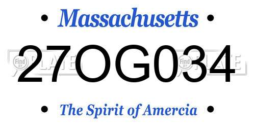 27OG034 Massachusetts License Plate