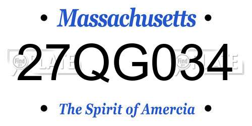27QG034 Massachusetts License Plate