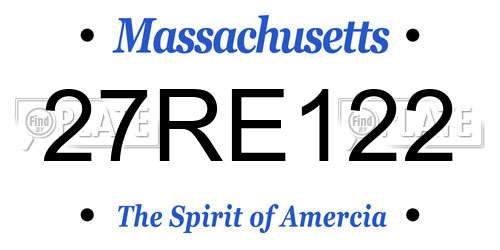 27RE122 Massachusetts License Plate