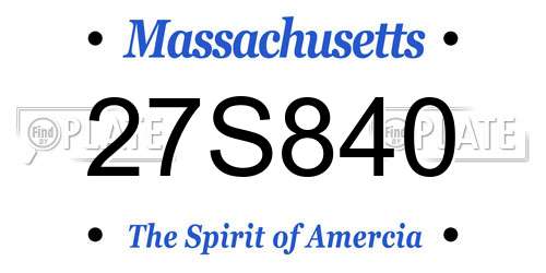 27S840 Massachusetts License Plate