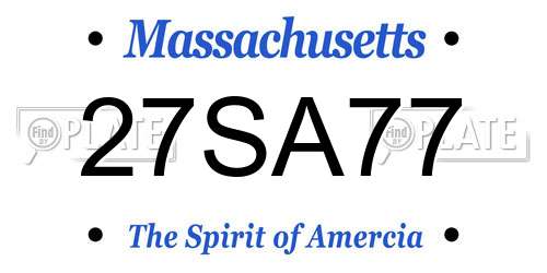 27SA77 Massachusetts License Plate