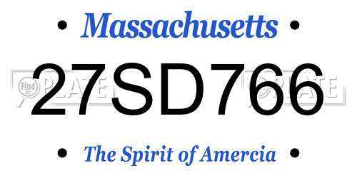 27SD766 Massachusetts License Plate