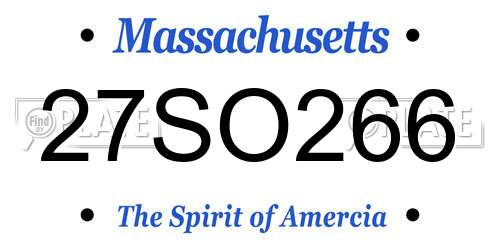 27SO266 Massachusetts License Plate