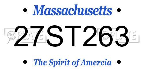 27ST263 Massachusetts License Plate